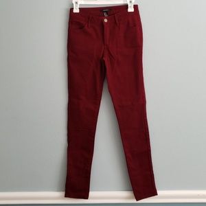 NWOT! Forever 21 cranberry skinny Jeans - size 24